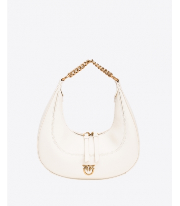 PINKO 101433 A0QO Z14Q MINI BRIOCHE BAG HOBO BIANCO SETA-ANTIQUE GOLD