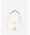 PINKO 101433 A0QO Z14Q MINI BRIOCHE BAG HOBO BIANCO SETA-ANTIQUE GOLD