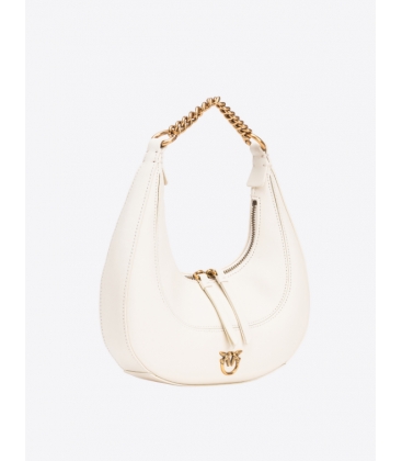 PINKO 101433 A0QO Z14Q MINI BRIOCHE BAG HOBO BIANCO SETA-ANTIQUE GOLD