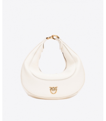 PINKO 101433 A0QO Z14Q MINI BRIOCHE BAG HOBO BIANCO SETA-ANTIQUE GOLD