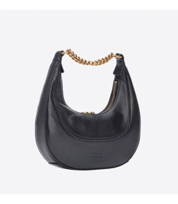 PINKO 101433 A0QO Z99Q MINI BRIOCHE BAG HOBO NERO-ANTIQUE GOLD