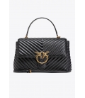 PINKO 100042 A0GK Z99Q BIG LADY LOVE BAG PUFF CHEVRON NERO-ANTIQUE GOLD