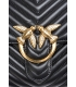 PINKO 100042 A0GK Z99Q BIG LADY LOVE BAG PUFF CHEVRON NERO-ANTIQUE GOLD