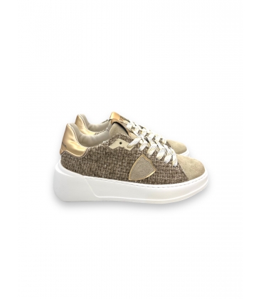 Philippe Model Donna Tres Temple BJLD XCH1 CAMOSCIO E CINIGLIA COLORE TAUPE